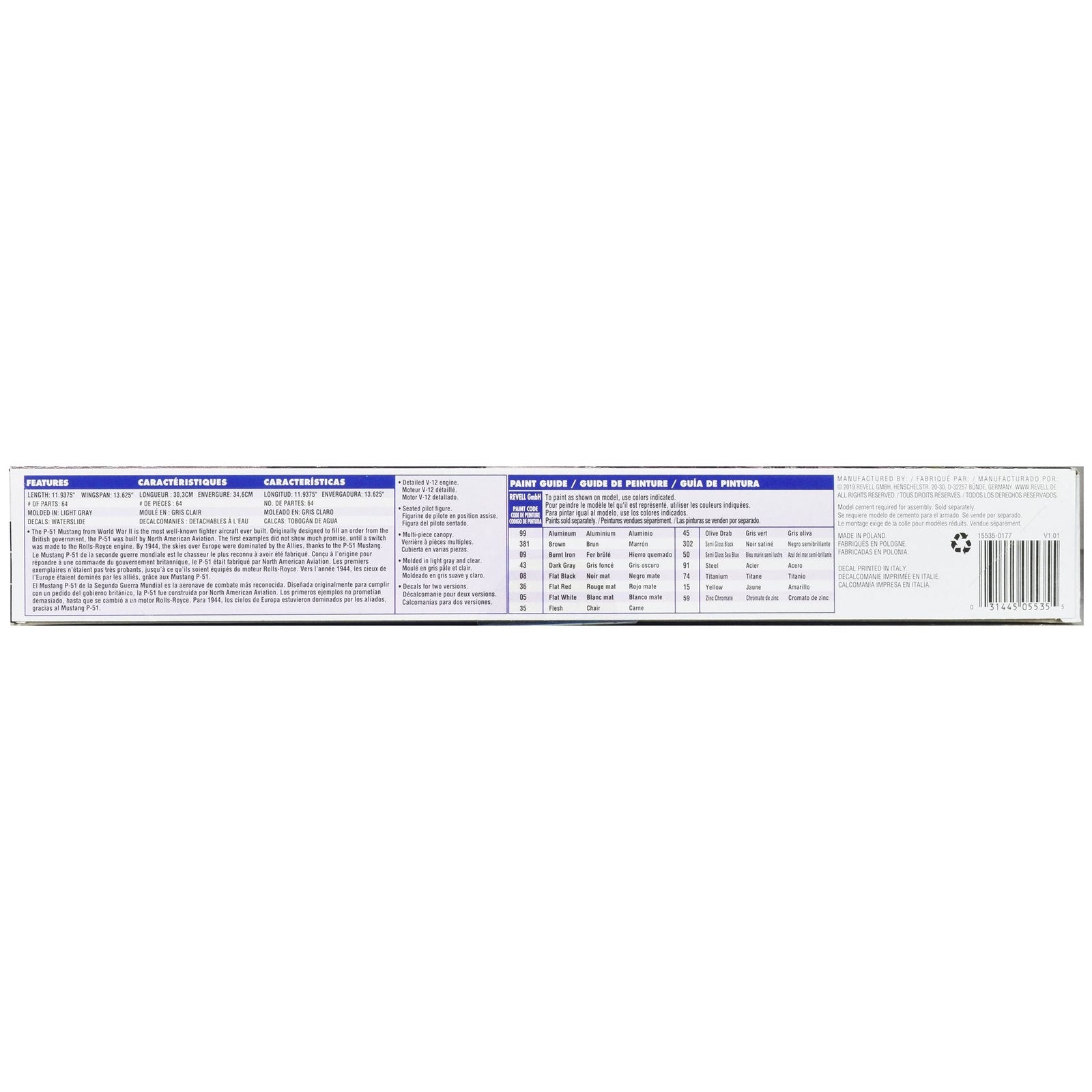 Level 4 Model Kit North American P - 51B Mustang Fighter Aircraft 1/32 Scale Model by Revell - Revell - ModelCars.com