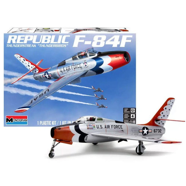 Level 4 Model Kit Republic F-84F Thunderstreak Aircraft "US Air Force Thunderbirds" "Monogram" Series 1/48 Scale Model by Revell-Revell-ModelCars.com