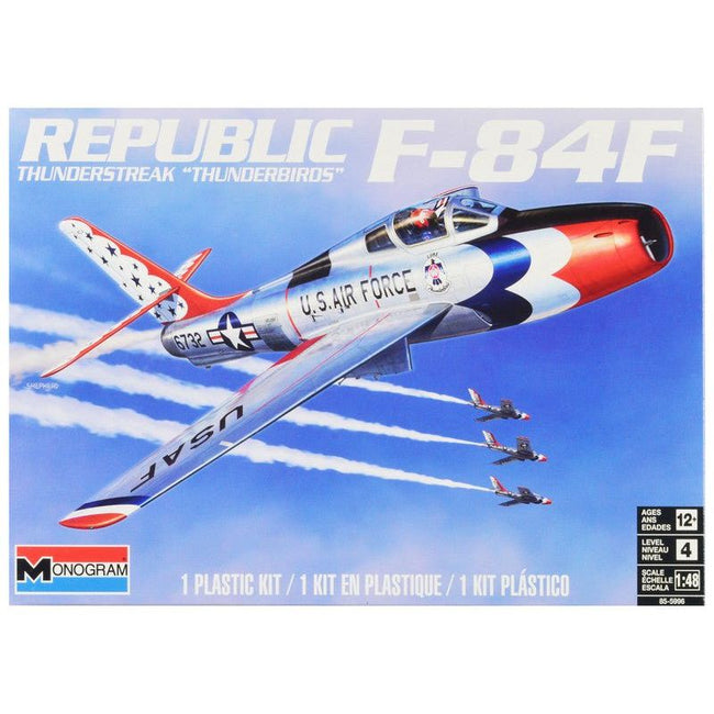Level 4 Model Kit Republic F-84F Thunderstreak Aircraft "US Air Force Thunderbirds" "Monogram" Series 1/48 Scale Model by Revell-Revell-ModelCars.com