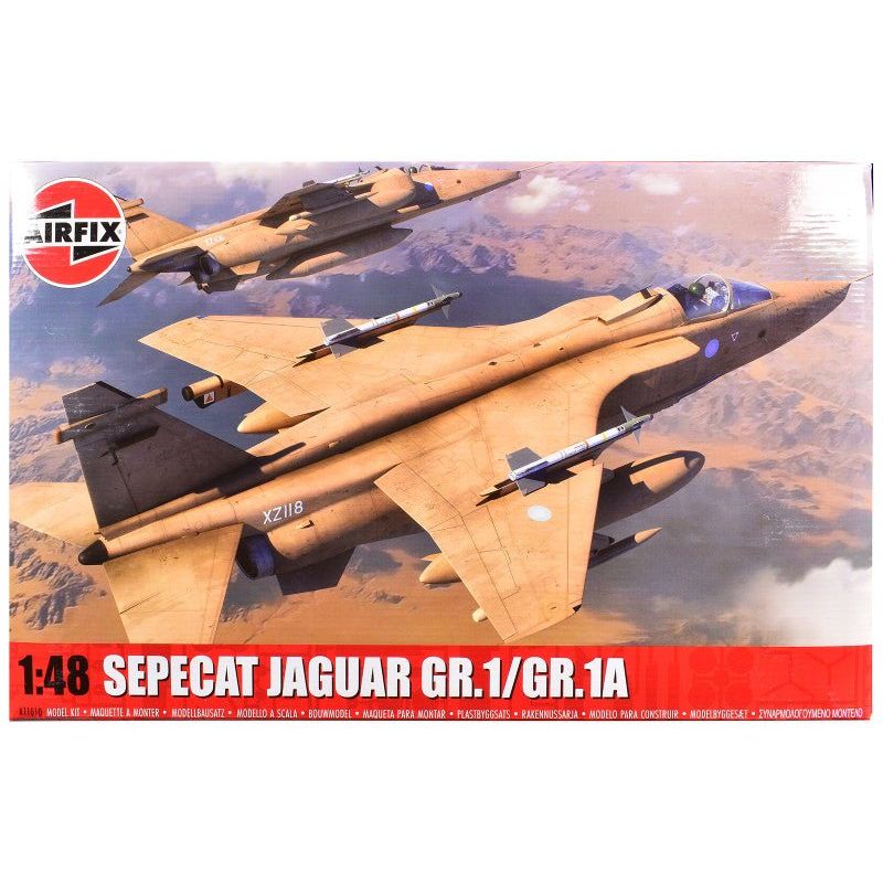 Level 4 Model Kit SEPECAT Jaguar GR.1/GR.1A Aircraft with 4 Scheme Options 1/48 Plastic Model Kit by Airfix-Airfix-ModelCars.com