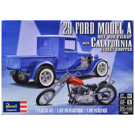 Level 5 Model Kit 1929 Ford Model A Hot Rod Pickup Truck and California Street Chopper Motorcycle 1/25 Scale Model by Revell - Revell - ModelCars.com