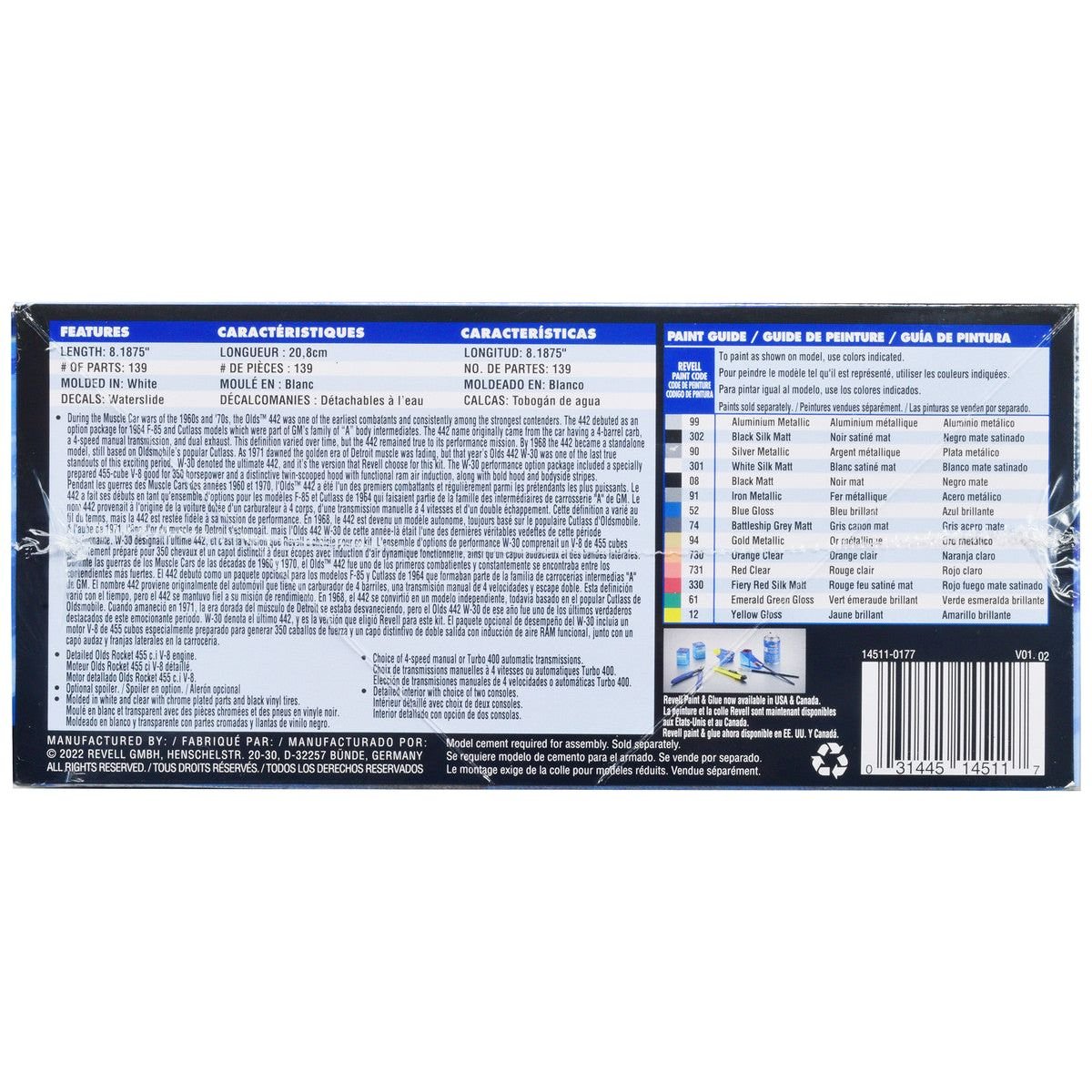 Level 5 Model Kit 1971 Oldsmobile 442 W - 30 1/25 Scale Model by Revell - AMT - ModelCars.com