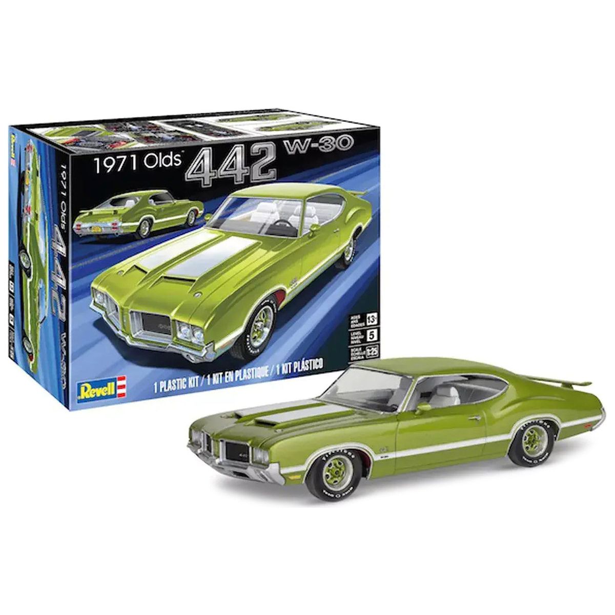 Level 5 Model Kit 1971 Oldsmobile 442 W - 30 1/25 Scale Model by Revell - AMT - ModelCars.com