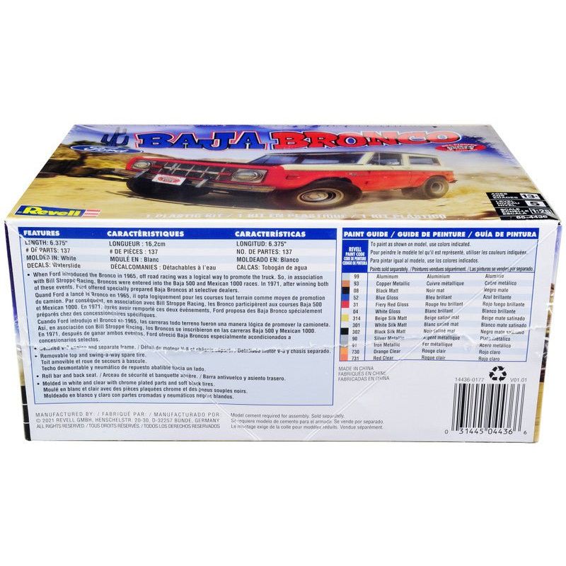 Level 5 Model Kit Ford Baja Bronco "Bill Stroppe and Associates" 1/25 Scale Model by Revell-Revell-ModelCars.com