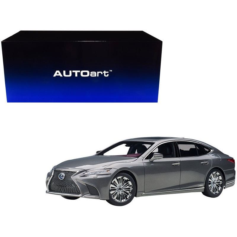 Lexus LS500h Manganese Luster Gray Metallic with Crimson and Black Interior 1/18 Model Car by Autoart - Autoart - ModelCars.com