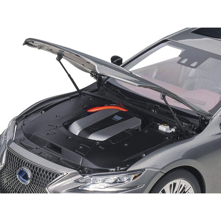 Lexus LS500h Manganese Luster Gray Metallic with Crimson and Black Interior 1/18 Model Car by Autoart - Autoart - ModelCars.com