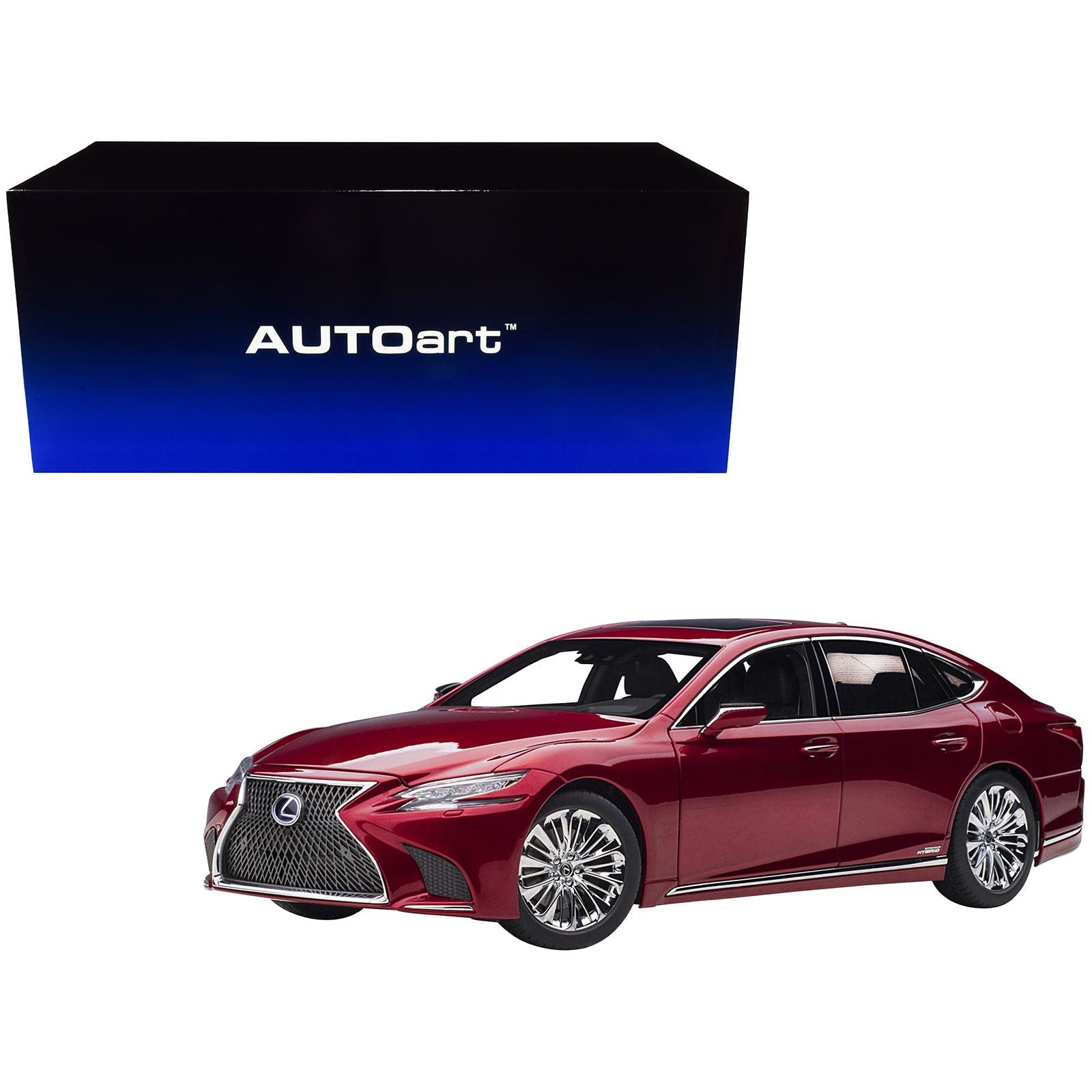 Lexus LS500h Morello Red Metallic with Chrome Wheels 1/18 Model Car by Autoart - Autoart - ModelCars.com
