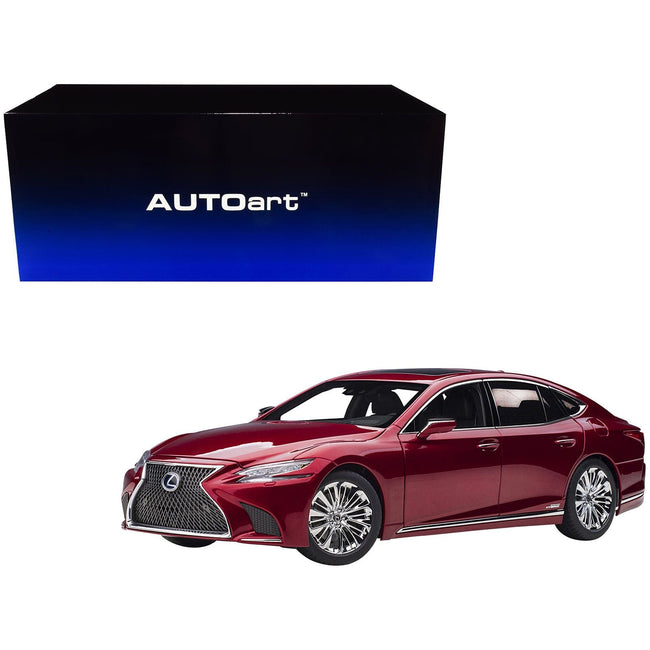 Lexus LS500h Morello Red Metallic with Chrome Wheels 1/18 Model Car by Autoart - Autoart - ModelCars.com