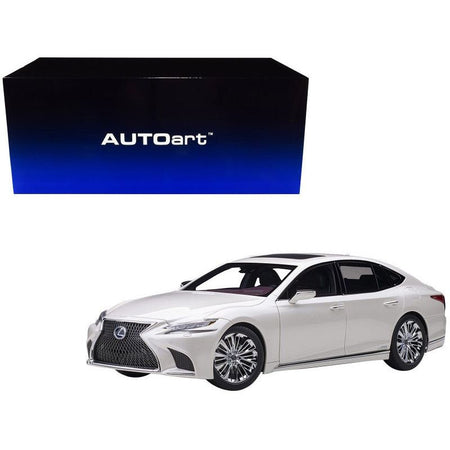 Lexus LS500h Sonic White Metallic with Crimson and Black Interior 1/18 Model Car by Autoart - Autoart - ModelCars.com