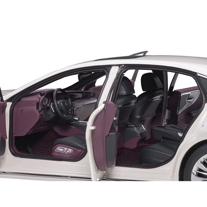 Lexus LS500h Sonic White Metallic with Crimson and Black Interior 1/18 Model Car by Autoart - Autoart - ModelCars.com