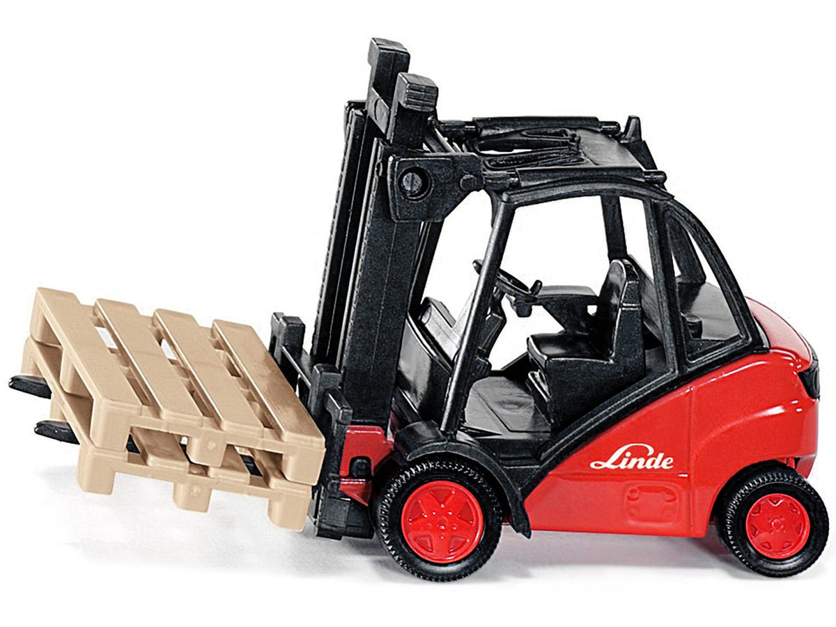 Linde Forklift Truck Red with 2 Pallet Accessories 1/50 Diecast Model by Siku-SIKU-ModelCars.com