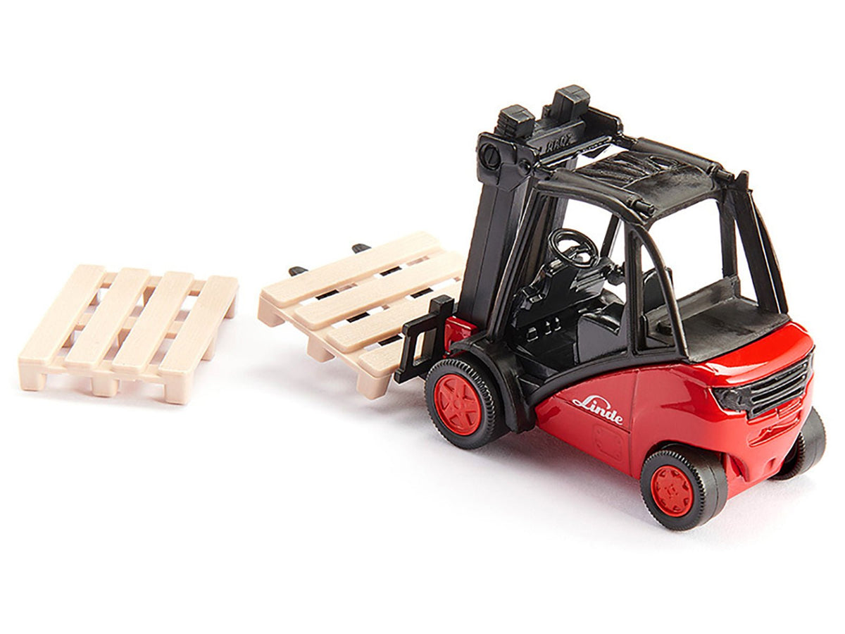 Linde Forklift Truck Red with 2 Pallet Accessories 1/50 Diecast Model by Siku-SIKU-ModelCars.com