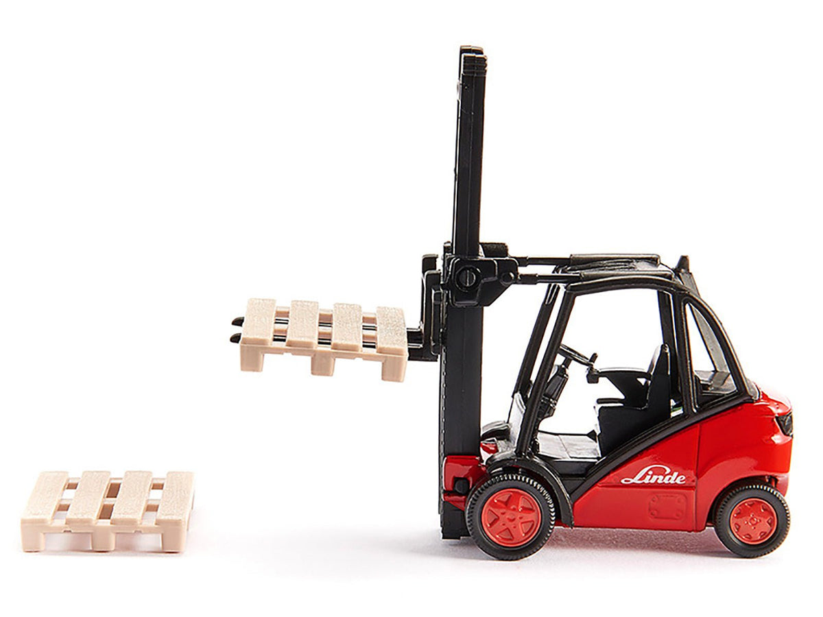Linde Forklift Truck Red with 2 Pallet Accessories 1/50 Diecast Model by Siku-SIKU-ModelCars.com