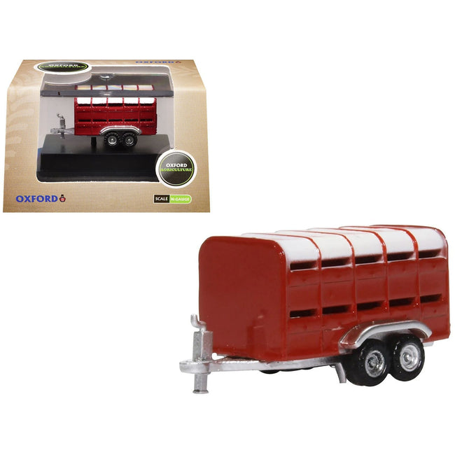 Livestock Trailer Red 1/148 (N) Scale Diecast Model Car by Oxford Diecast-Oxford Diecast-ModelCars.com