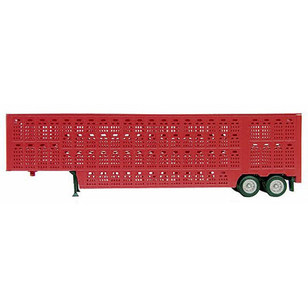 Livestock Trailer Red 1/87 (HO) Plastic Model by Promotex - Promotex - ModelCars.com