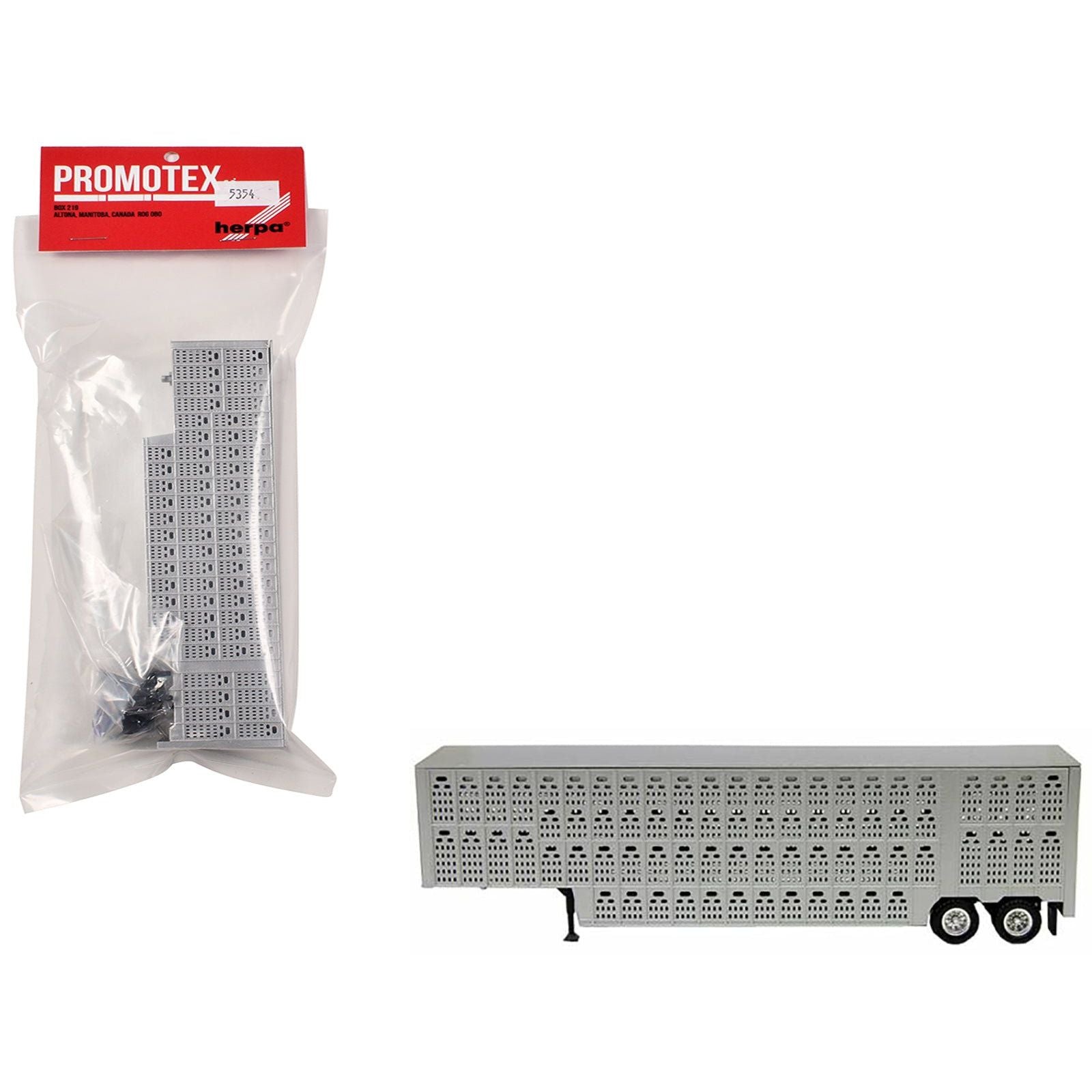 Livestock Trailer Silver 1/87 (HO) Plastic Model by Promotex - Promotex - ModelCars.com