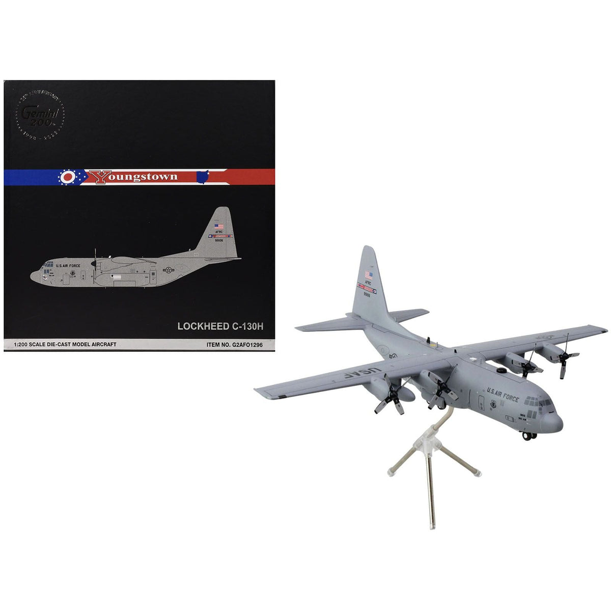 Lockheed C-130H Hercules Transport Aircraft "Youngstown Air Reserve Station" United States Air Force (89-9106) Gray "Gemini 200" Series 1/200 Diecast Model Airplane by GeminiJets-GeminiJets-ModelCars.com