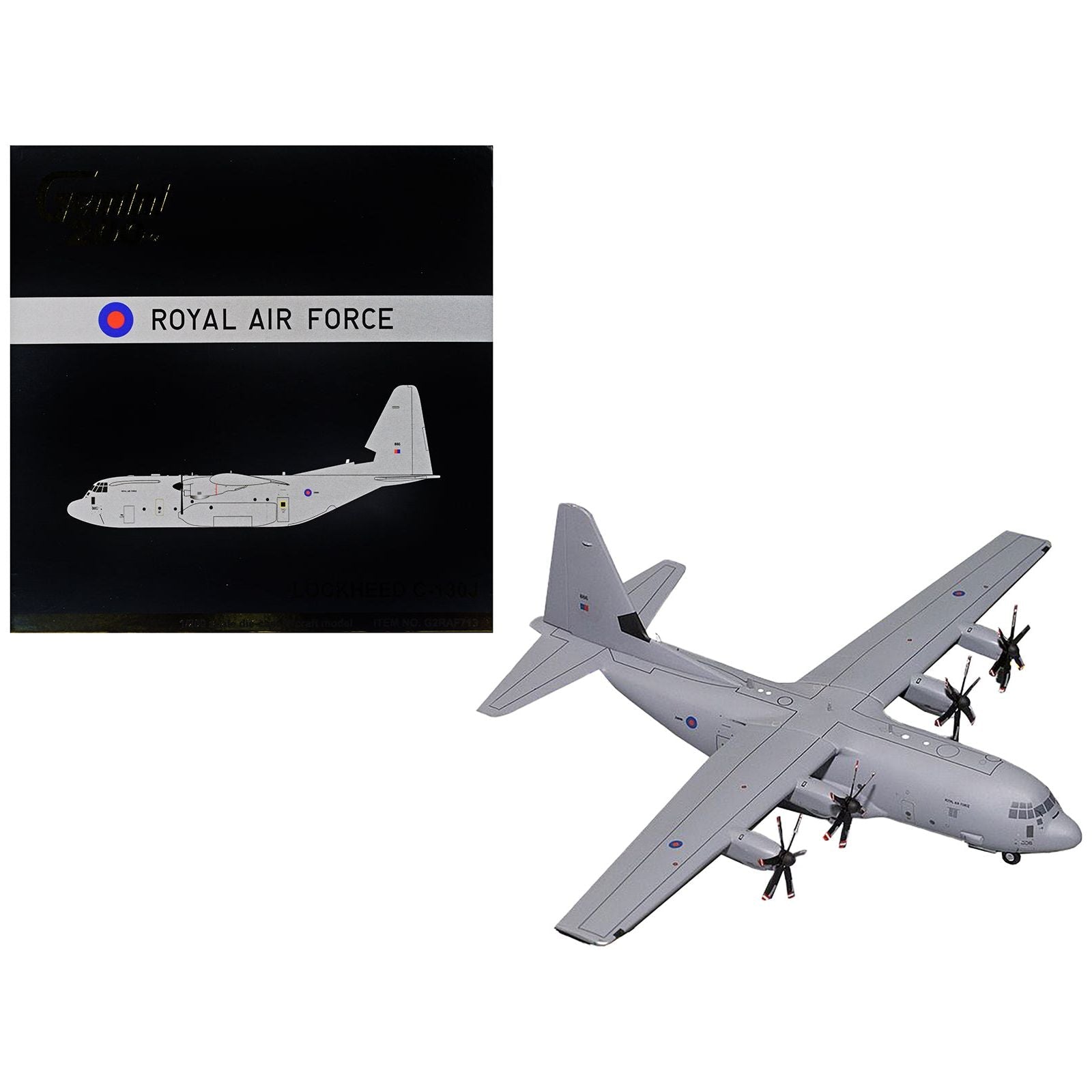 Lockheed C - 130J Super Hercules Transport Aircraft "British Royal Air Force" Gray "Gemini 200" Series 1/200 Diecast Model Airplane by GeminiJets - GeminiJets - ModelCars.com