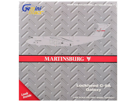 Lockheed C-5A Galaxy Transport Aircraft "Martinsburg Air Force Base" United States Air Force (68-0222) Gray "Gemini Macs" Series 1/400 Diecast Model by GeminiJets-GeminiJets-ModelCars.com