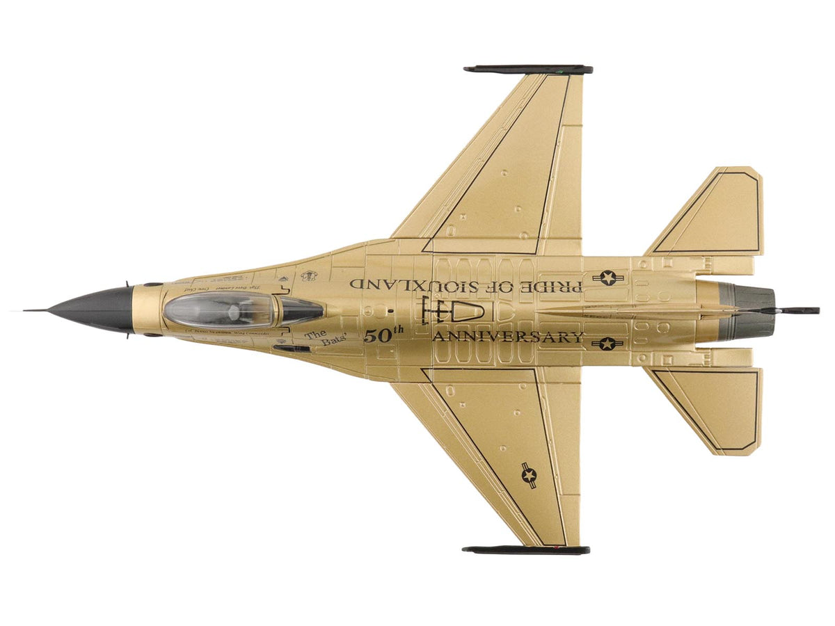 Lockheed F-16A Fighting Falcon Fighter Aircraft "85-1565 Golden Bat Viper 185 ARW Iowa ANG Squadron 50th Anniversary" (2022) United States Air Force "Air Power Series" 1/72 Diecast Model by Hobby Master-Hobby Master-ModelCars.com