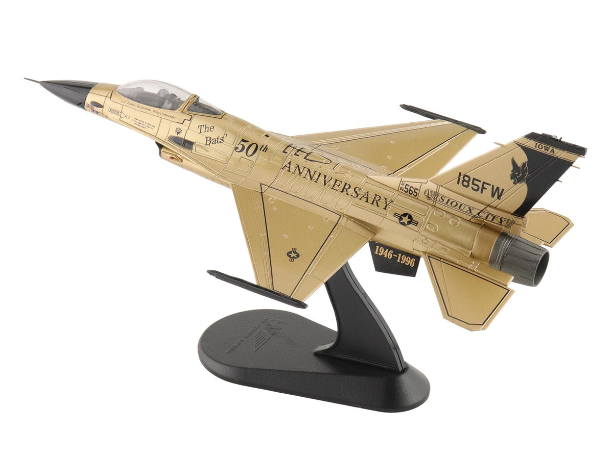 Lockheed F-16A Fighting Falcon Fighter Aircraft "85-1565 Golden Bat Viper 185 ARW Iowa ANG Squadron 50th Anniversary" (2022) United States Air Force "Air Power Series" 1/72 Diecast Model by Hobby Master-Hobby Master-ModelCars.com