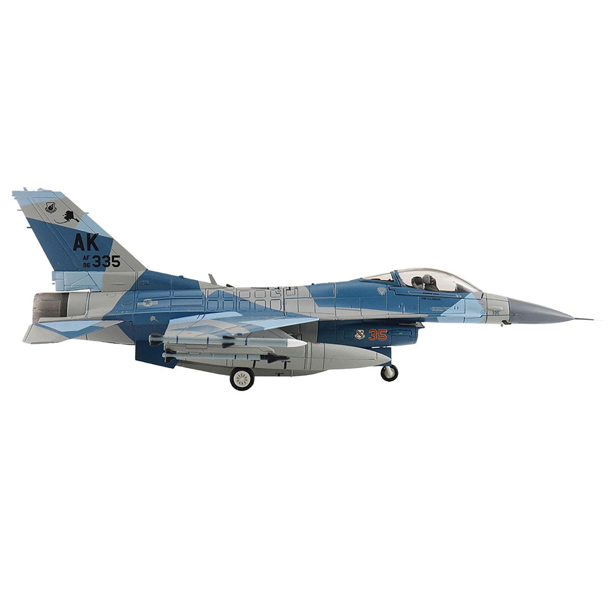 Lockheed F-16C Fighting Falcon Fighter Aircraft "86-0335 Blue Splinter 354th Wing 18th AGRS Eielson AFB" (2018) United States Air Force "Air Power Series" 1/72 Diecast Model by Hobby Master-Hobby Master-ModelCars.com