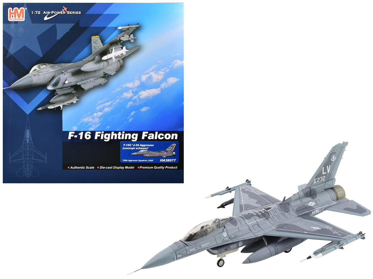 Lockheed F-16C Fighting Falcon Fighter Aircraft "J-20 Aggressor Concept Scheme 706th Aggressor Squadron" United States Air Force "Air Power Series" 1/72 Diecast Model by Hobby Master-Hobby Master-ModelCars.com