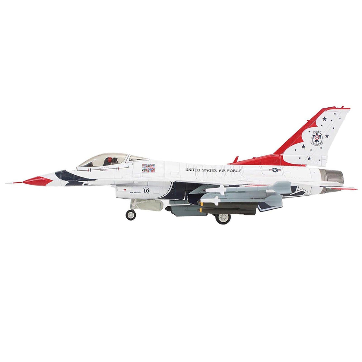 Lockheed F-16C Fighting Falcon Fighter Aircraft "No.10 Thunderbirds Warbird" United States Air Force "Air Power Series" 1/72 Diecast Model by Hobby Master-Hobby Master-ModelCars.com