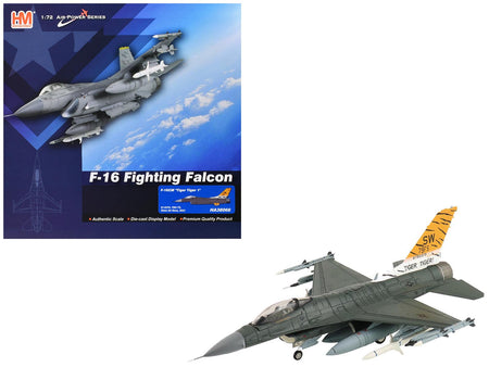 Lockheed F-16CM Fighting Falcon Fighter Aircraft "91-0379 Tiger Tiger 1 79th Fighter Squadron Shaw Air Force Base" (2023) United States Air Force "Air Power Series" 1/72 Diecast Model by Hobby Master-Hobby Master-ModelCars.com