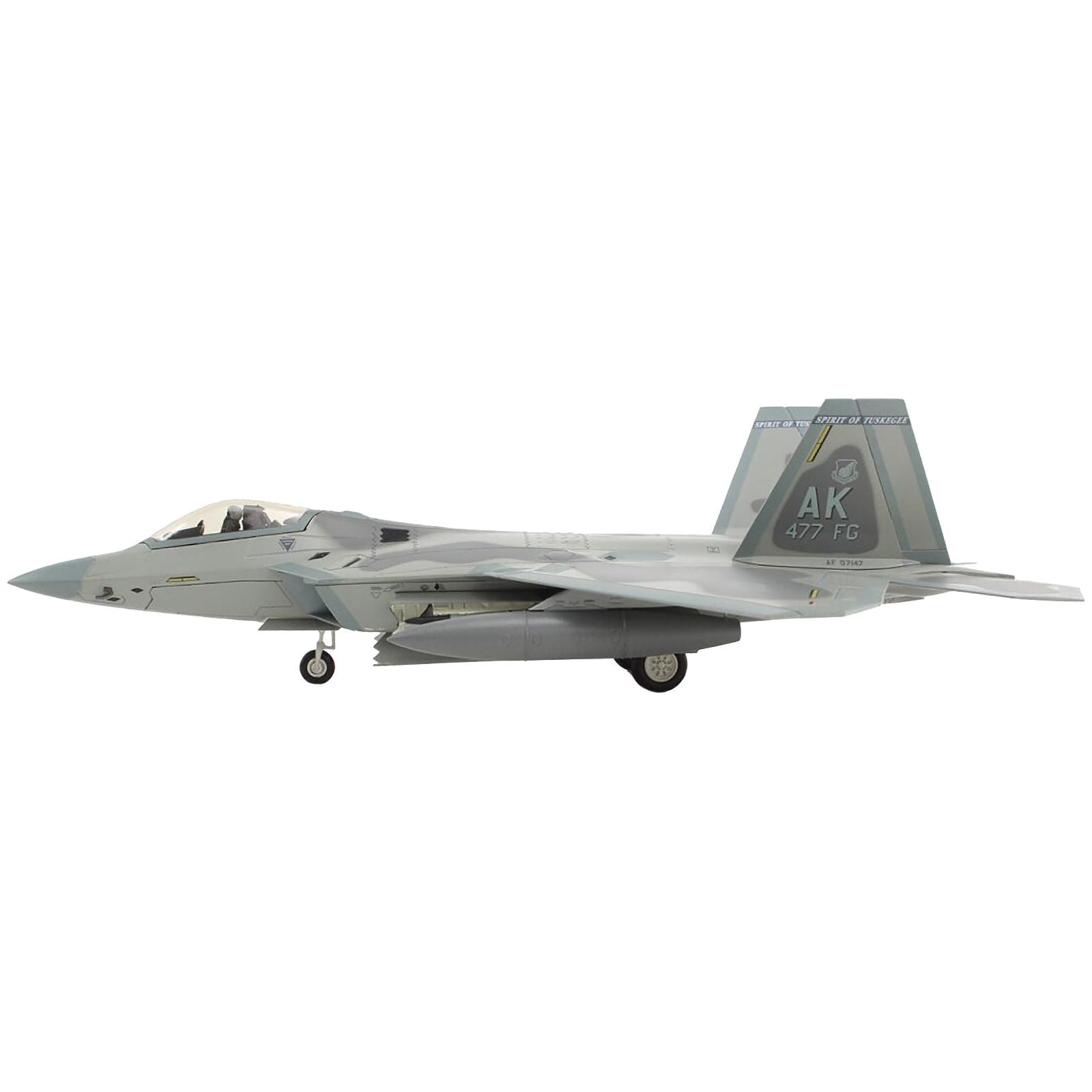 Lockheed F - 22A Raptor Stealth Aircraft "07 - 4147 Spirit of Tuskegee Elmendorf AFB" (2013) United States Air Force "Air Power Series" 1/72 Diecast Model by Hobby Master - Hobby Master - ModelCars.com