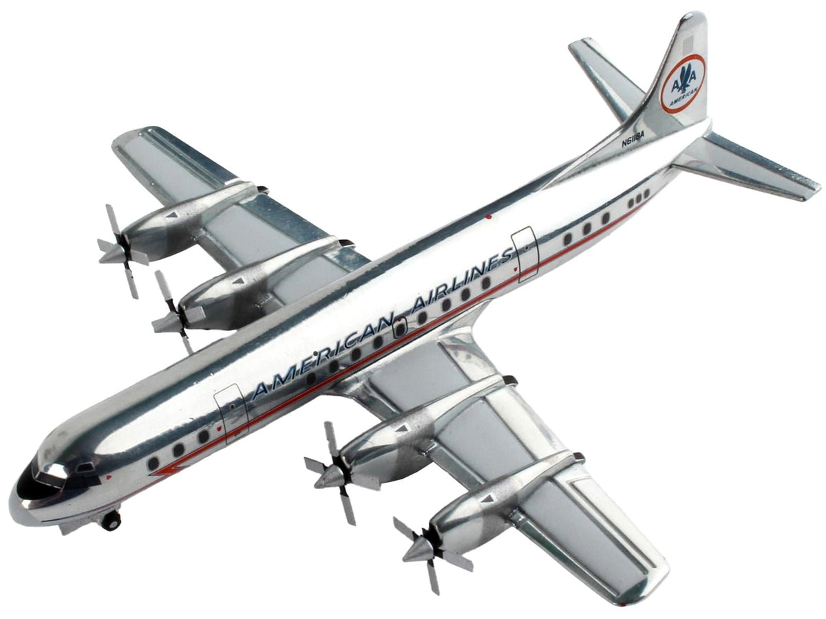 Lockheed L-188 Electra Commercial Aircraft "American Airlines" Silver with Red Stripes 1/400 Diecast Model Airplane by GeminiJets-GeminiJets-ModelCars.com