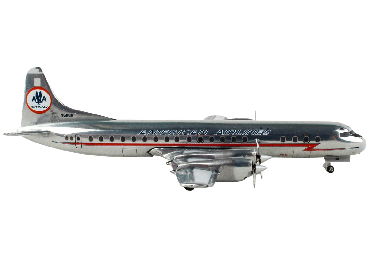 Lockheed L-188 Electra Commercial Aircraft "American Airlines" Silver with Red Stripes 1/400 Diecast Model Airplane by GeminiJets-GeminiJets-ModelCars.com