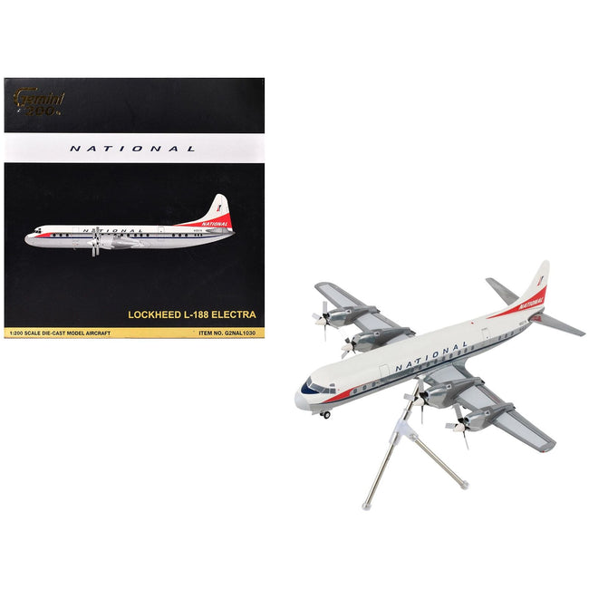 Lockheed L-188 Electra Commercial Aircraft "National Airlines" (N5017K) White and Gray "Gemini 200" Series 1/200 Diecast Model Airplane by GeminiJets-GeminiJets-ModelCars.com