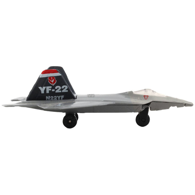Lockheed Martin F - 22 Raptor Stealth Aircraft Gray "United States Air Force YF - 22" with Runway Section Diecast Model Airplane by Runway24 - Runway24 - ModelCars.com