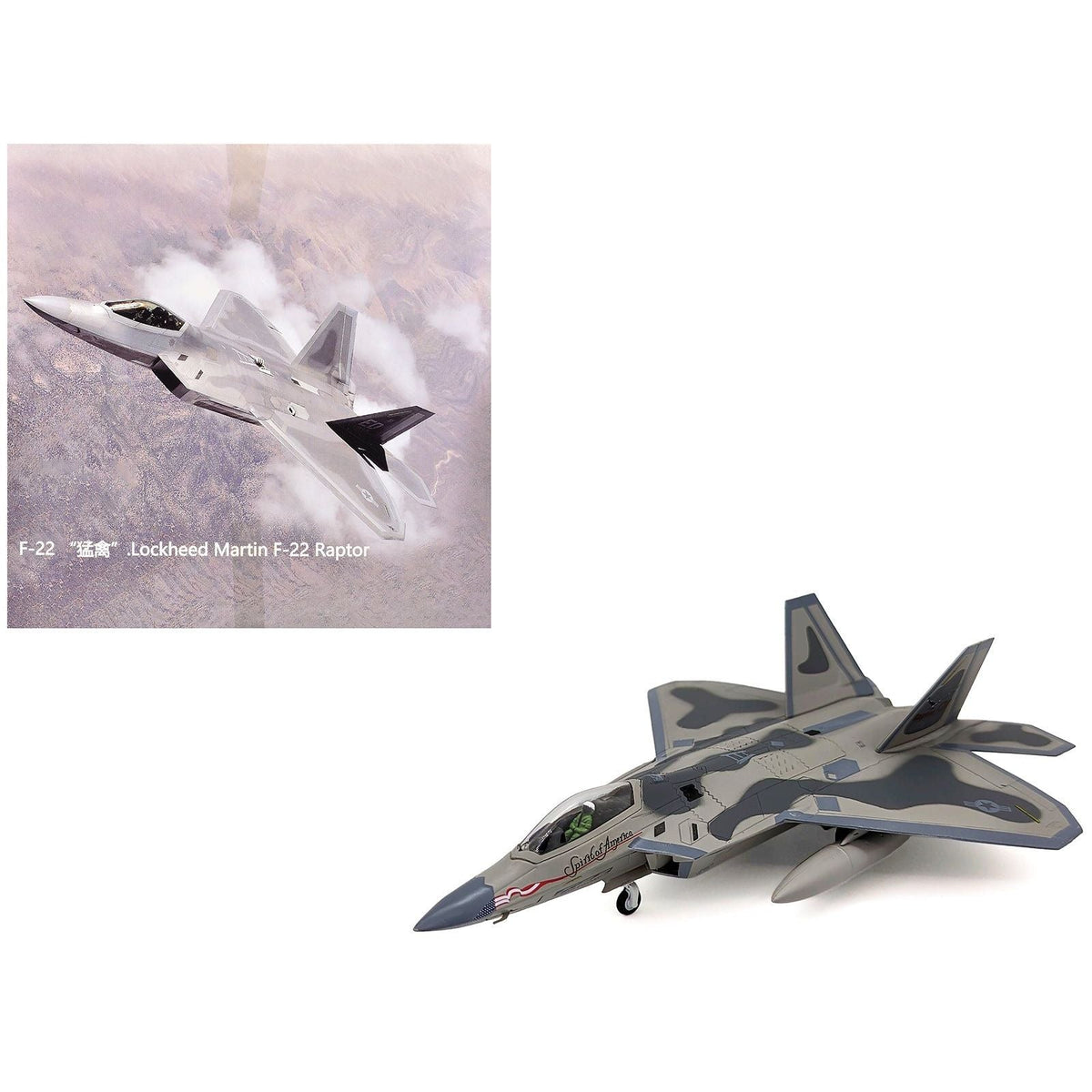 Lockheed Martin F-22A Raptor Aircraft "Spirit of America 412th Test Wing Edwards Air Force Base" (1997) United States Air Force 1/100 Diecast Model Airplane-Other-ModelCars.com