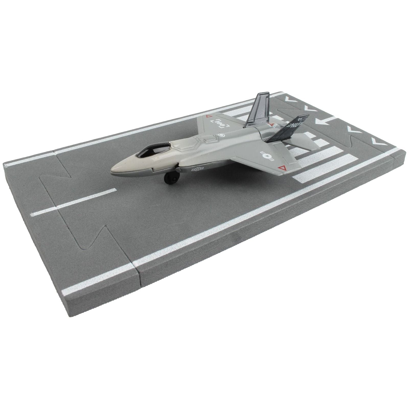 Lockheed Martin F - 35 Lightning II Aircraft Gray "Joint Strike Fighter" with Runway Section Diecast Model Airplane by Runway24 - Runway24 - ModelCars.com