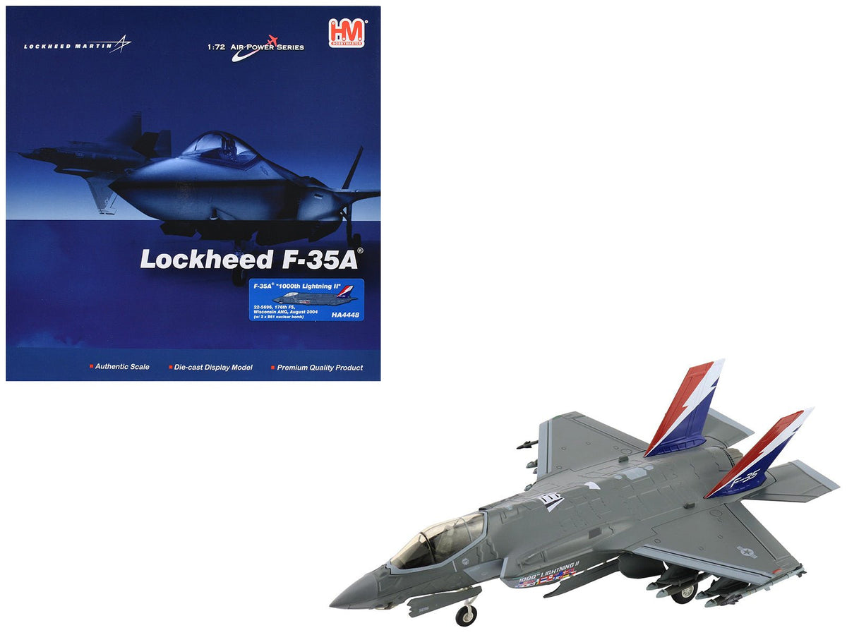 Lockheed Martin F-35A Lightning II Aircraft "22-5696 1000th Lightning II 176th FS Wisconsin ANG" (2004) United States Air Force "Air Power Series" 1/72 Diecast Model by Hobby Master-Hobby Master-ModelCars.com