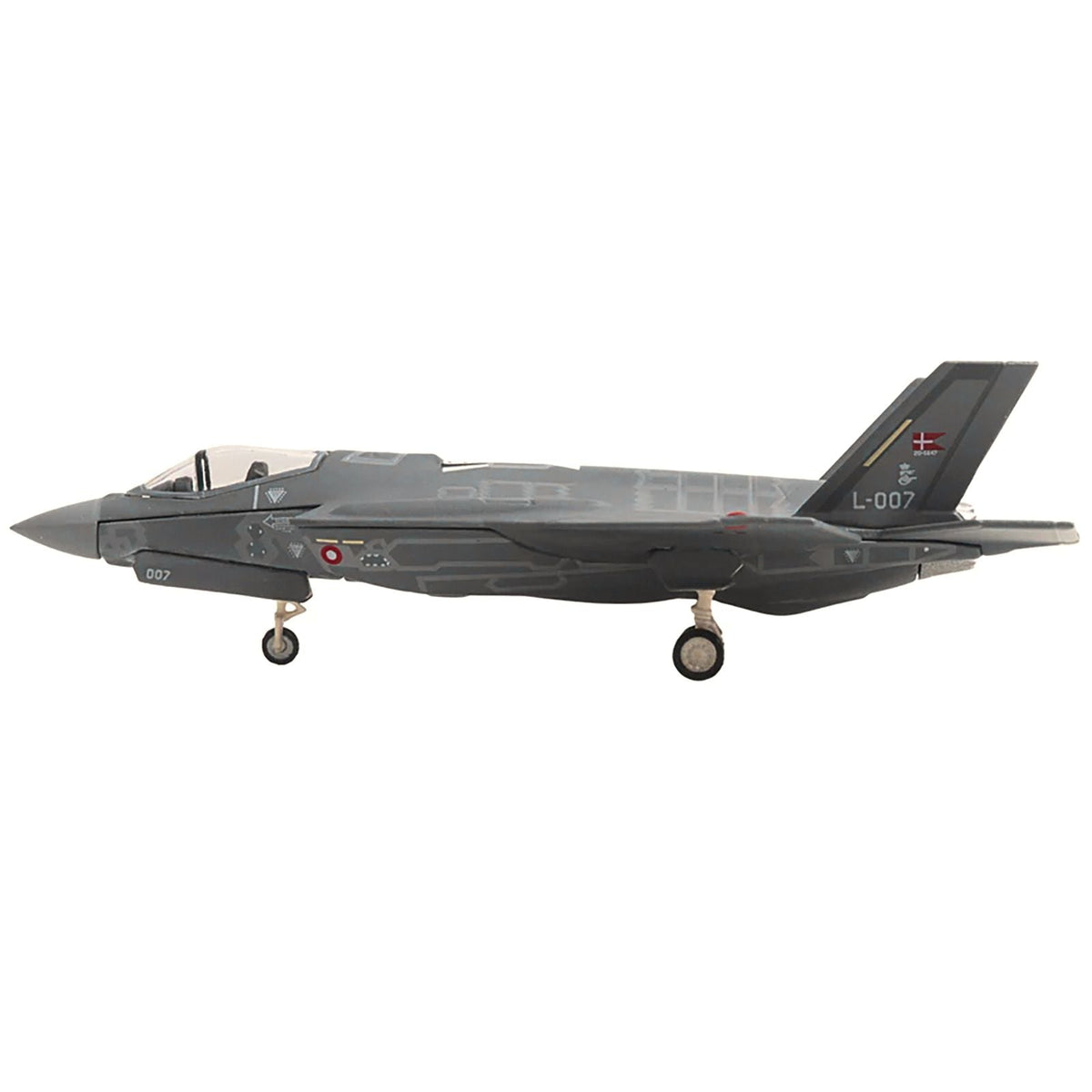 Lockheed Martin F-35A Lightning II Aircraft "Eskadrille 727 Skrydstrup Air Base" (L-007) Royal Danish Air Force 1/200 Diecast Model by Herpa-Herpa-ModelCars.com