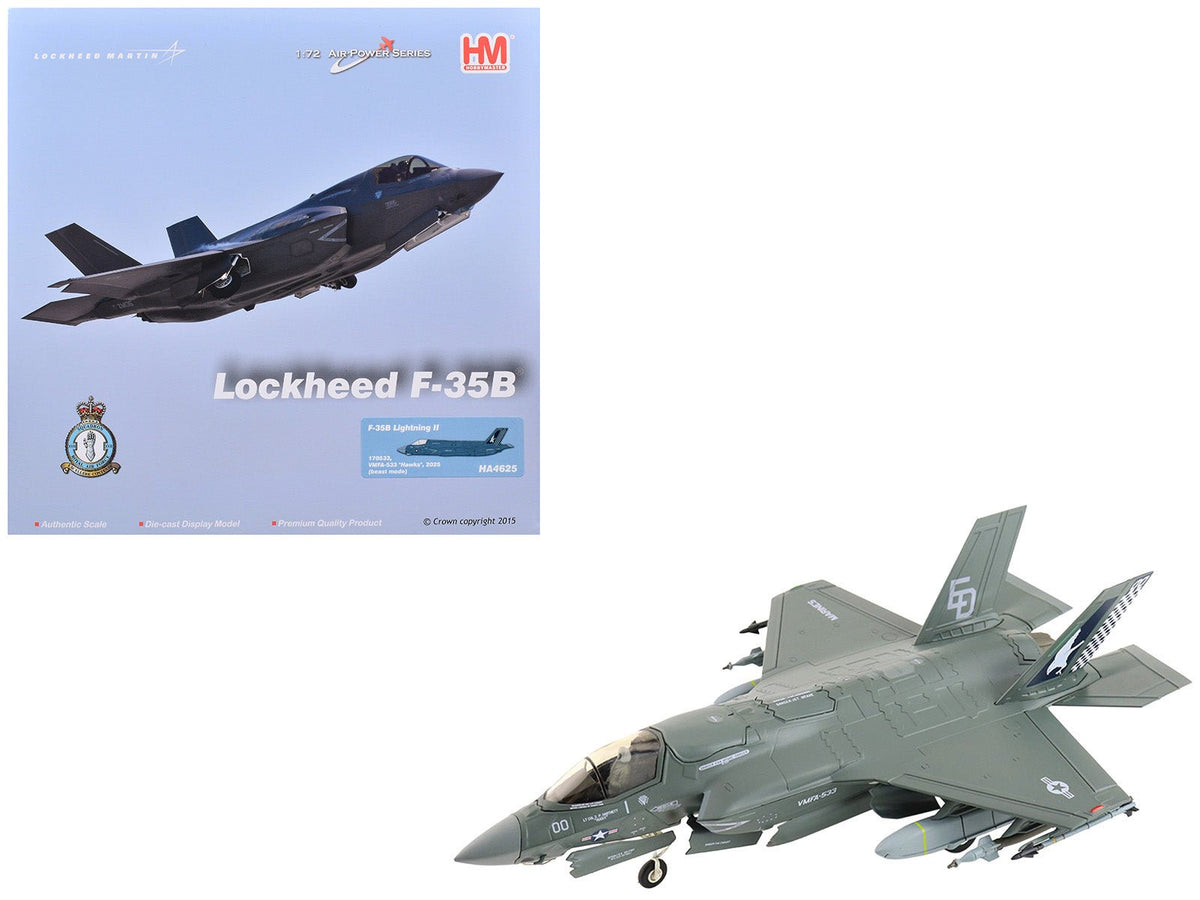 Lockheed Martin F-35B Lightning II Aircraft (Beast Mode) "170533 VMFA-533 Hawks" (2025) United States Marine Corps "Air Power Series" 1/72 Diecast Model by Hobby Master-Hobby Master-ModelCars.com