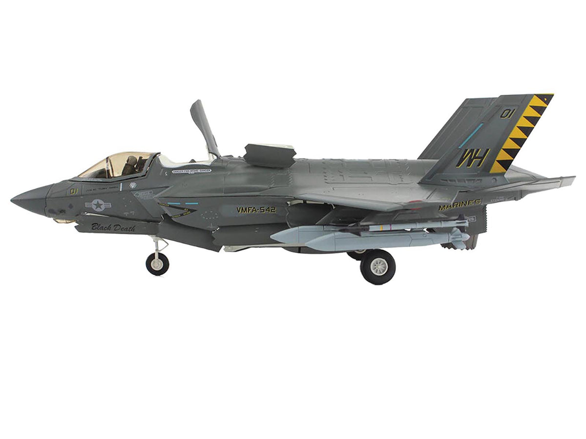 Lockheed Martin F-35B Lightning II Aircraft (Beast Mode) "Black Death VMFA-542 MCAS Cherry Point" (2023) United States Marine Corps "Air Power Series" 1/72 Diecast Model by Hobby Master-Hobby Master-ModelCars.com