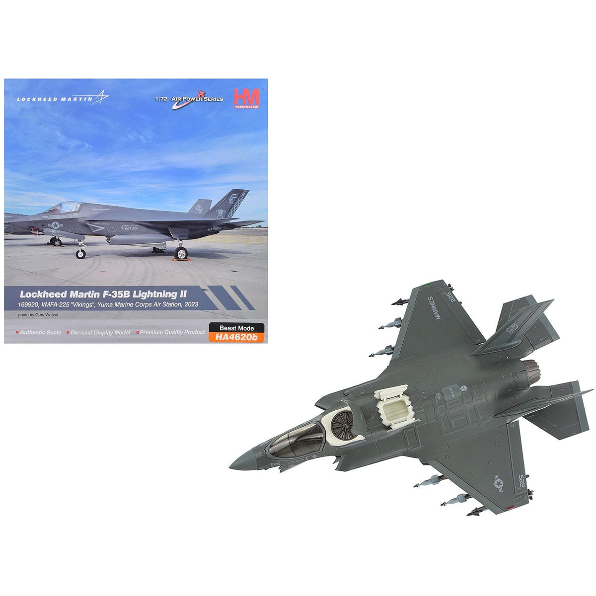 Lockheed Martin F-35B Lightning II Aircraft Beast Mode Configuration "VMFA-225 Vikings Yuma Marine Corps Air Station" (2023) United States Marine Corps "Air Power Series" 1/72 Diecast Model by Hobby Master-Hobby Master-ModelCars.com