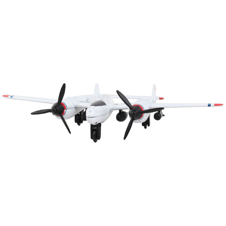 Lockheed P - 38J Lightning Fighter Aircraft White with Red Wingtips "United States Army Air Force" with Runway Section Diecast Model Airplane by Runway24 - Runway24 - ModelCars.com