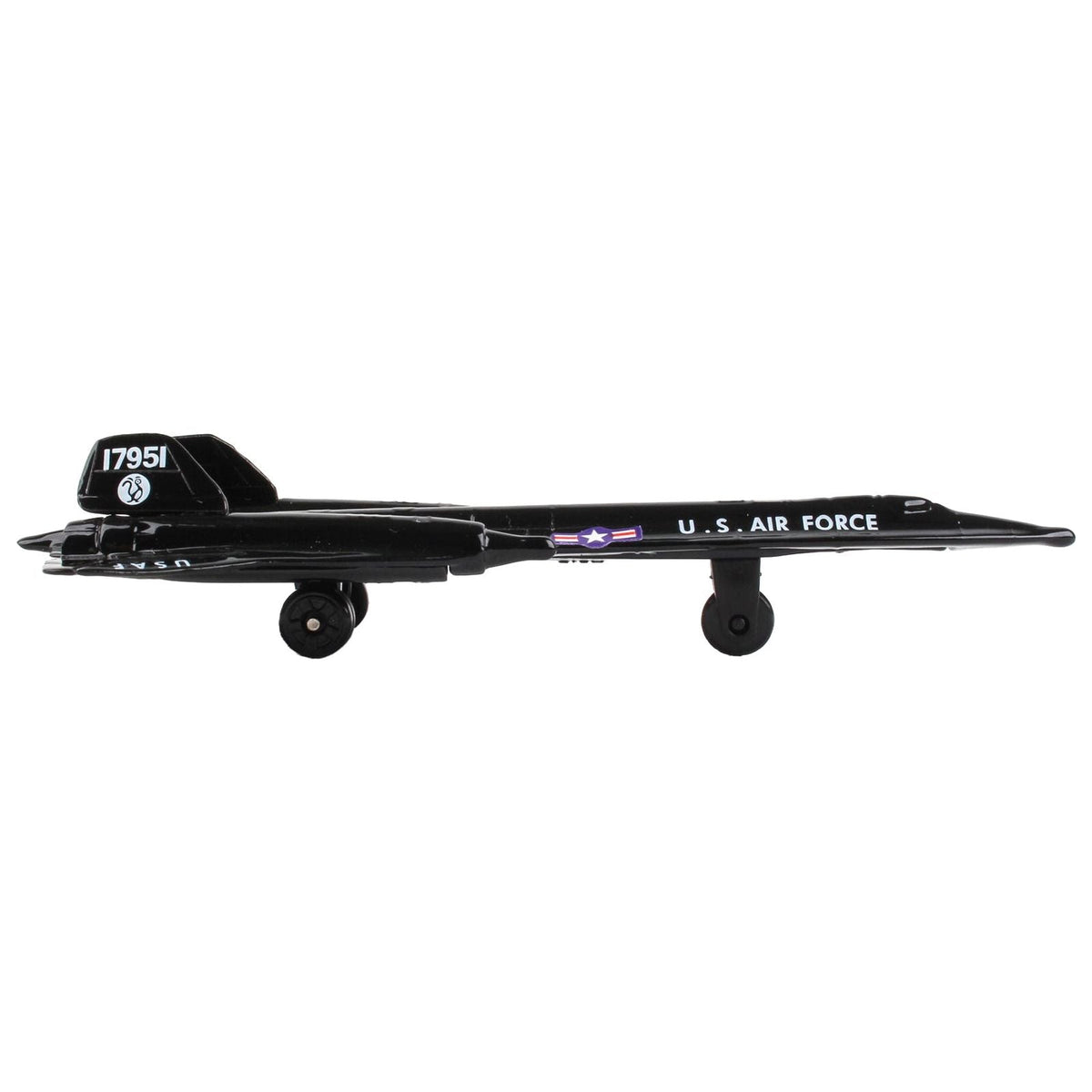 Lockheed SR - 71 Blackbird Aircraft Black "United States Air Force" with Runway Section Diecast Model Airplane by Runway24 - Runway24 - ModelCars.com
