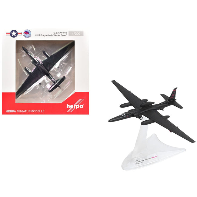 Lockheed U-2S Dragon Lady Aircraft "Senior Span 99th Reconnaissance Squadron 9th Reconnaissance Wing" (80-1084) United States Air Force 1/200 Diecast Model by Herpa-Herpa-ModelCars.com
