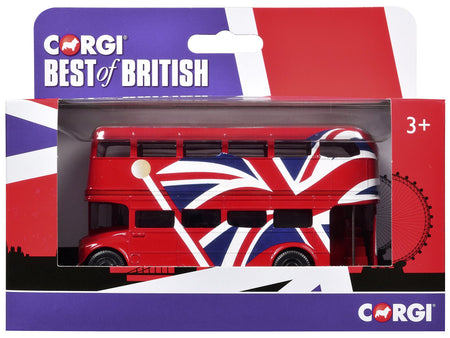 London Bus Red with UK Flag Graphics "Best of British" Series Diecast Model Car by Corgi-Corgi-ModelCars.com