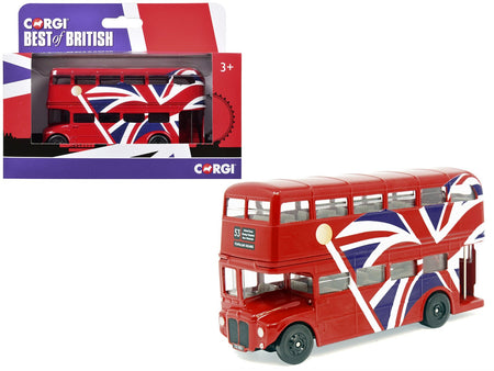 London Bus Red with UK Flag Graphics "Best of British" Series Diecast Model Car by Corgi-Corgi-ModelCars.com