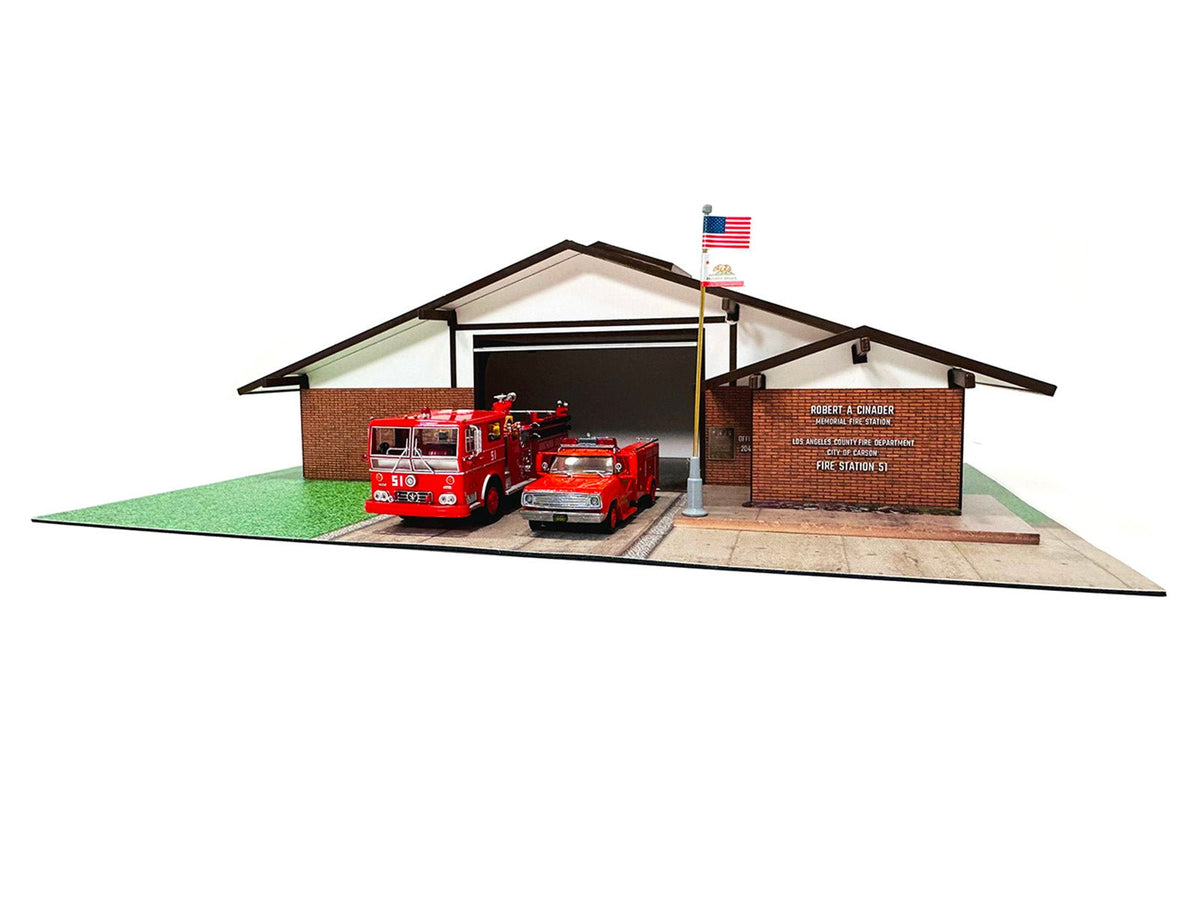 Los Angeles County Fire Department Fire Station 51 Diorama EZ Assembly Kit "Emergency!" Series 1/50 Model by Iconic Replicas-Iconic Replicas-ModelCars.com