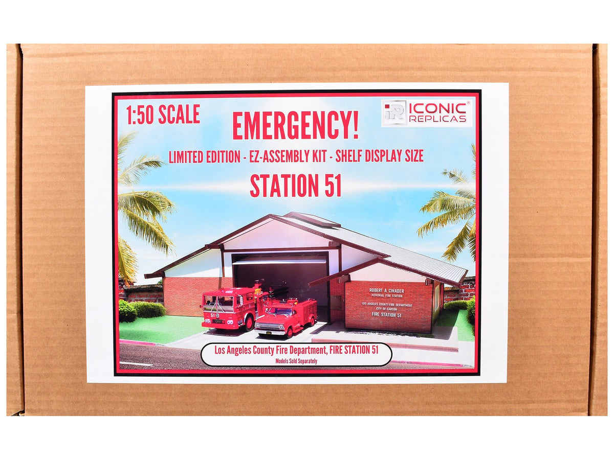 Los Angeles County Fire Department Fire Station 51 Diorama EZ Assembly Kit "Emergency!" Series 1/50 Model by Iconic Replicas-Iconic Replicas-ModelCars.com