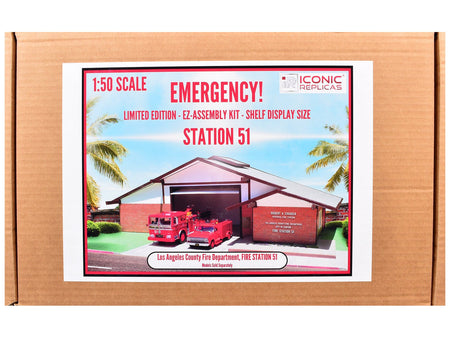 Los Angeles County Fire Department Fire Station 51 Diorama EZ Assembly Kit "Emergency!" Series 1/50 Model by Iconic Replicas-Iconic Replicas-ModelCars.com
