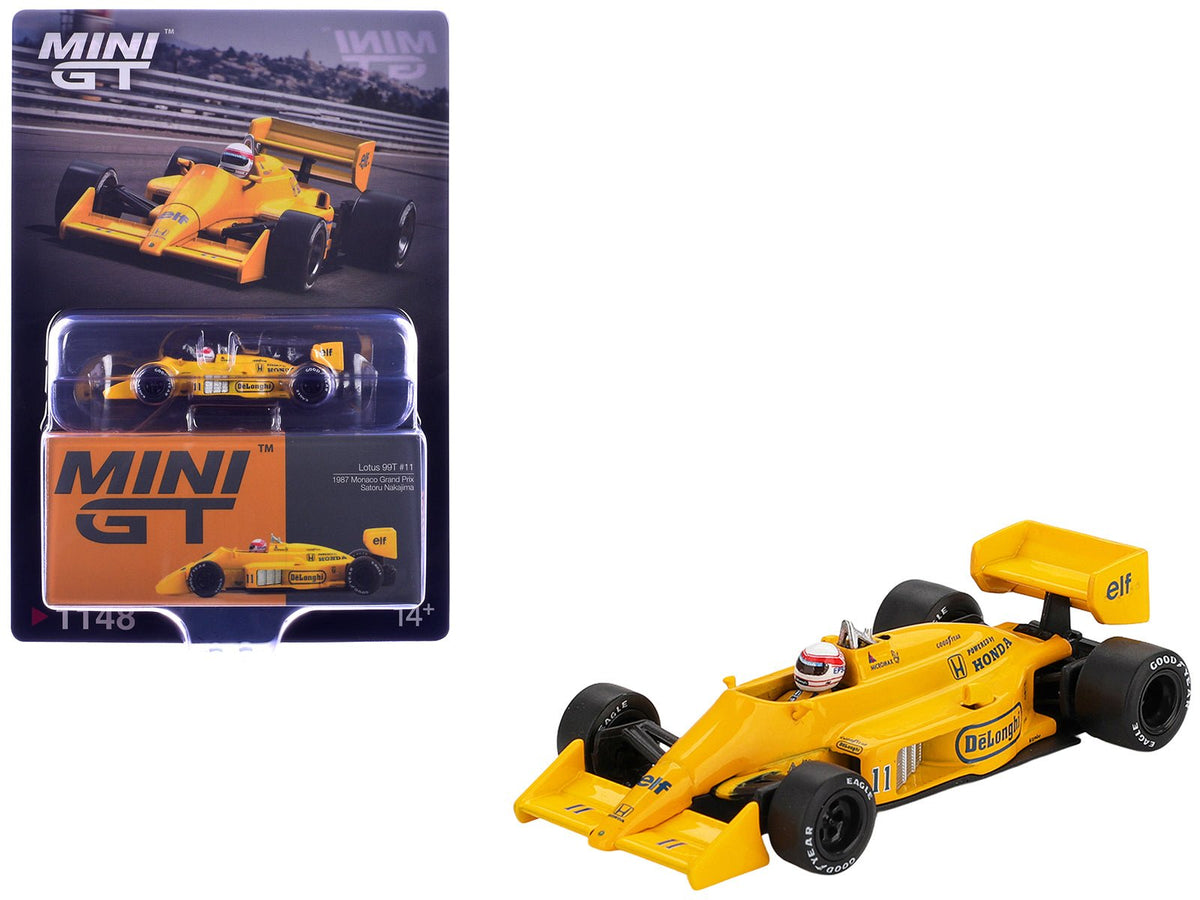 Lotus 99T 11 Satoru Nakajima Formula One F1 "Monaco GP" (1987) with Driver Figure Limited Edition 1/64 Diecast Model Car by Mini GT-Mini GT-ModelCars.com